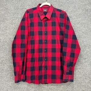 Untuckit Shirt Mens 2XL XXL Red Buffalo Check Plaid Long Sleeve Button Up Casual